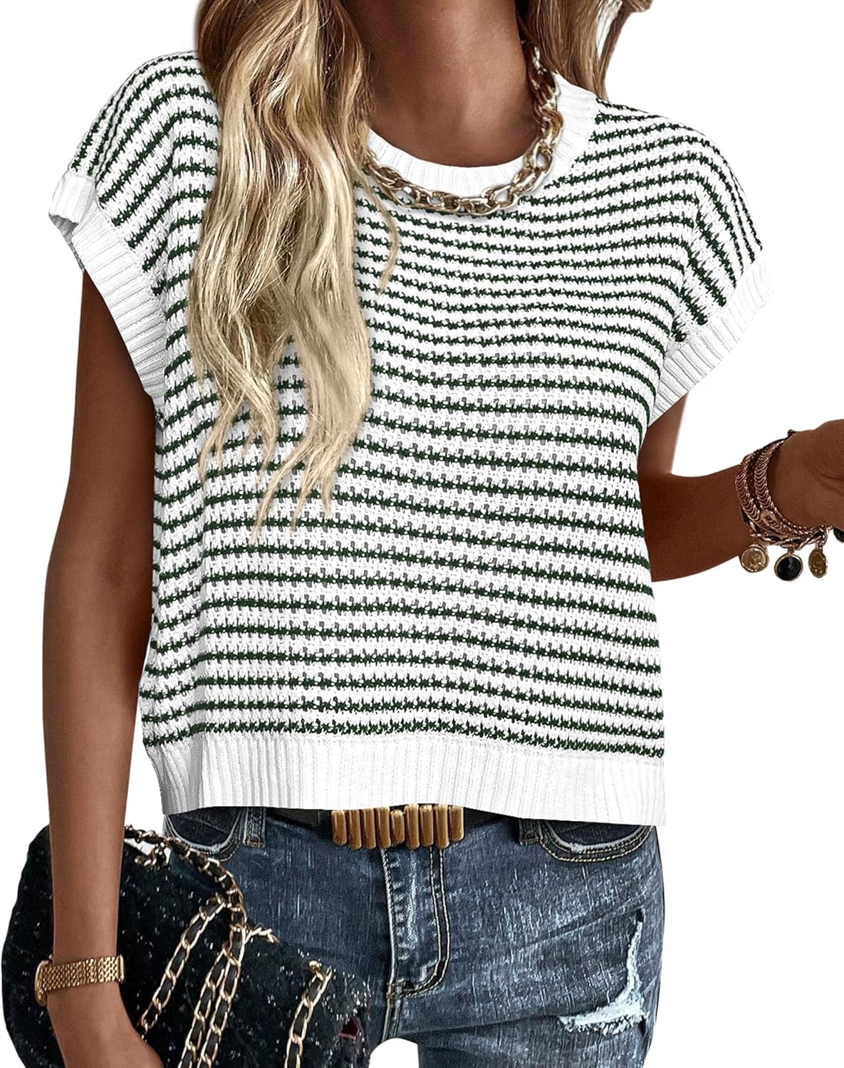 PRETTYGARDEN Womens Short Sleeve Sweater for Spring Summer 2025