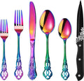 Retro Royal Rainbow 48-Piece Flatware Set for 8 - Colorful Retro