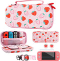 Strawberry Case for Nintendo Switch Lite - Cute Pink Travel Bundle