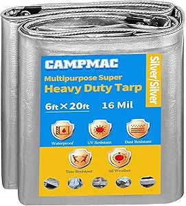 CAMPMAC Extra Heavy Duty Tarp 6ftx20ft for All Weather Protection