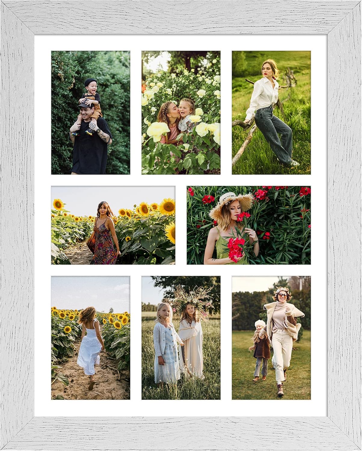 13x17 Picture Frame Collage for 8 Photos in Distressed White