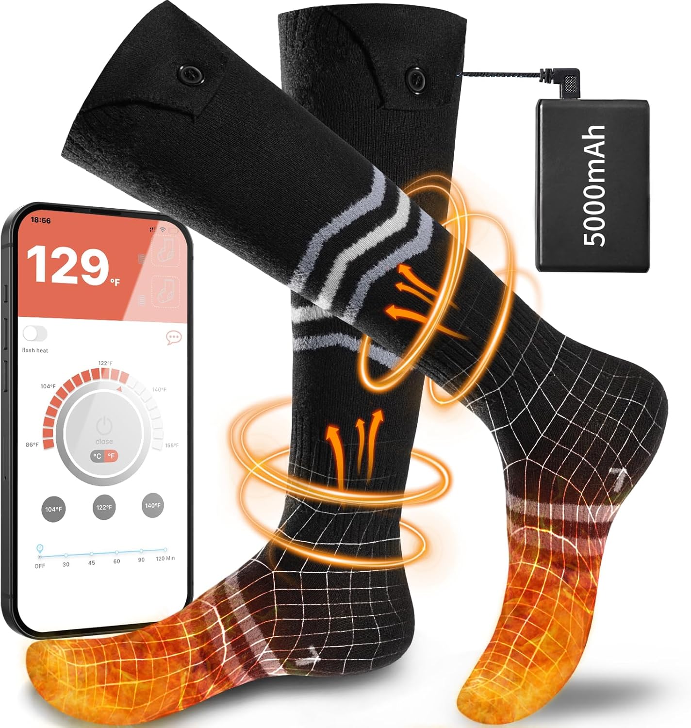 Heated Socks for Men & Women - APP-Controlled Thermal Foot Warmers