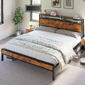 AMERLIFE King Size Bed Frame with Charging Station and Storage