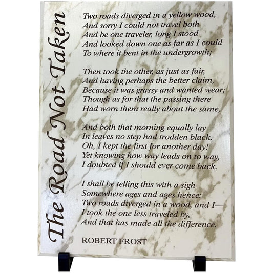 The Road Not Taken Plaque - Engraved Wood Poetry Wall Art