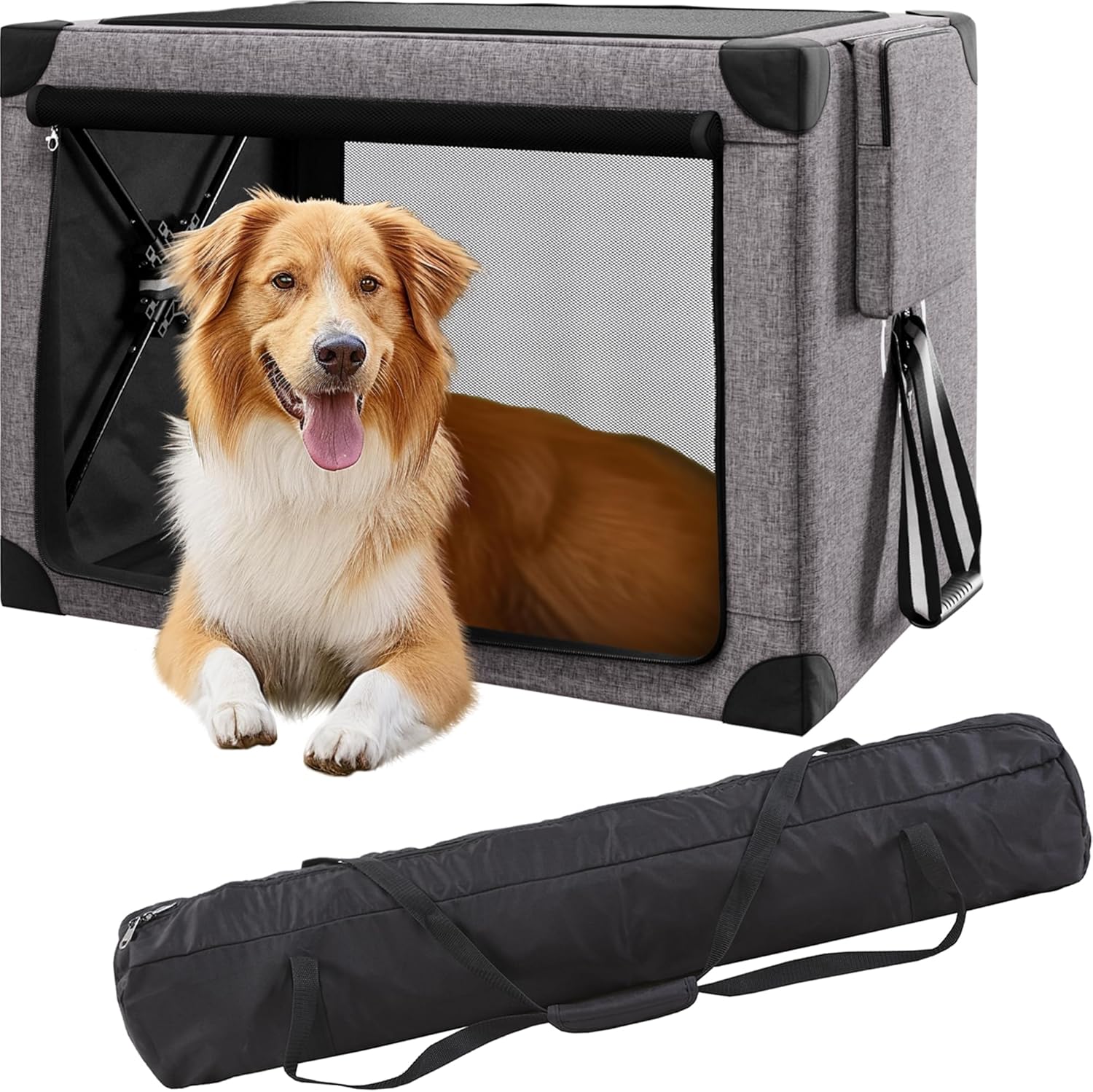 Travel Dog Crate - 37 Inch Collapsible Portable Crate for Large Dogs