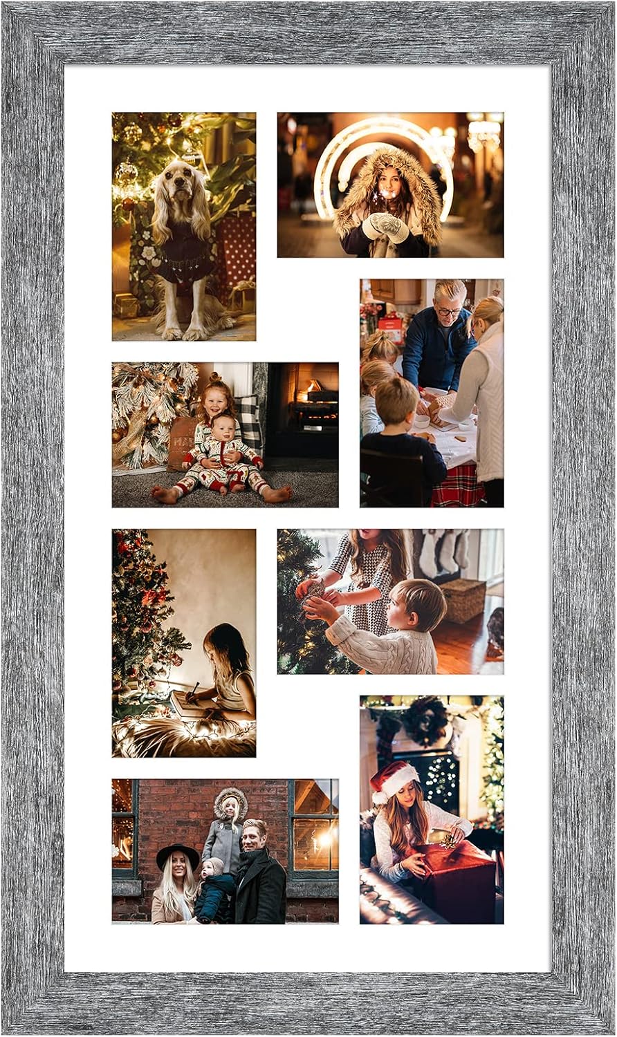 11.8x21.8 Picture Frame Collage for 4x6 Photos in Grey Wood