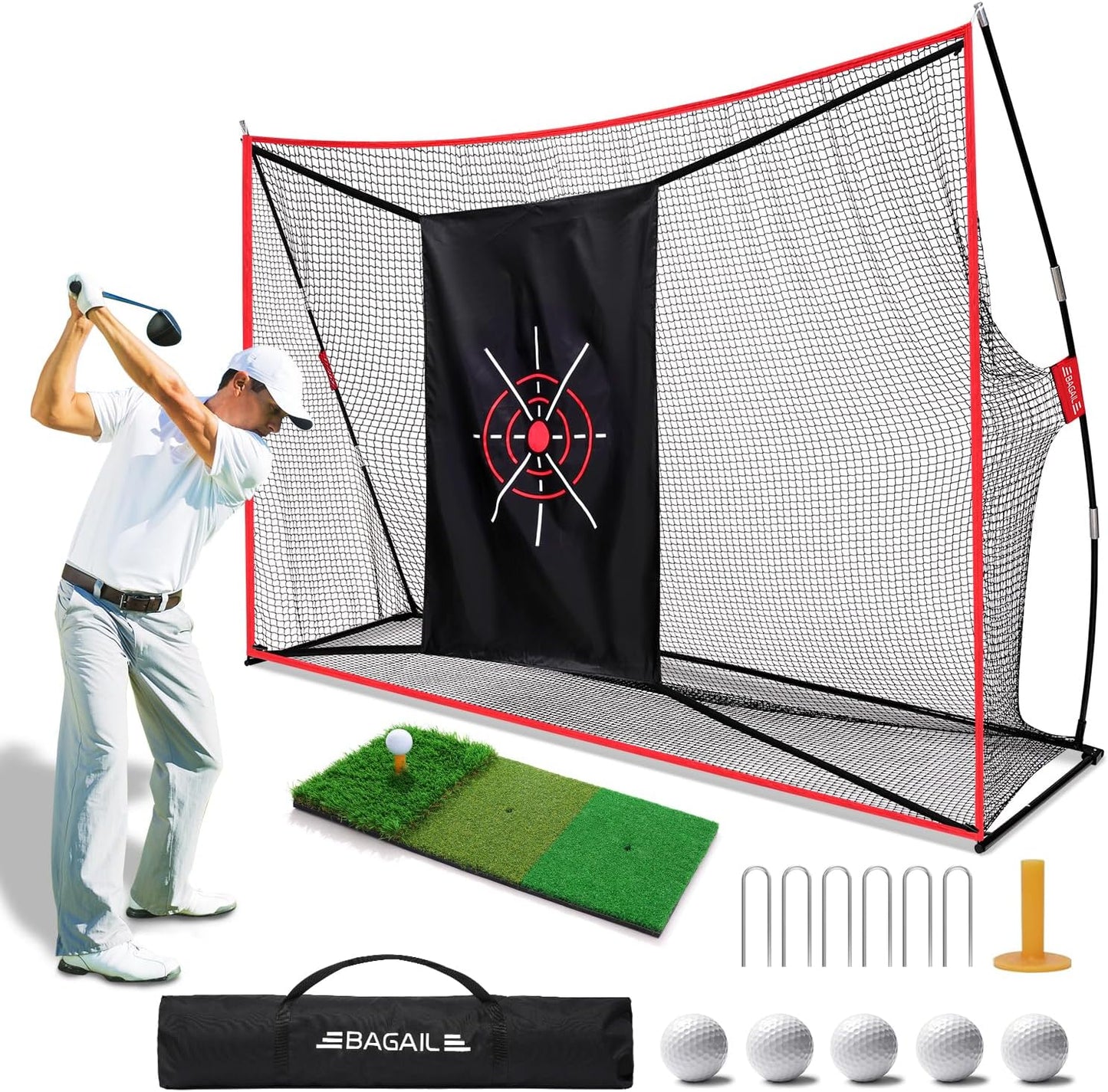 Bagail 10x7 ft Portable Golf Practice Net - Improve Your Game Anywhere!