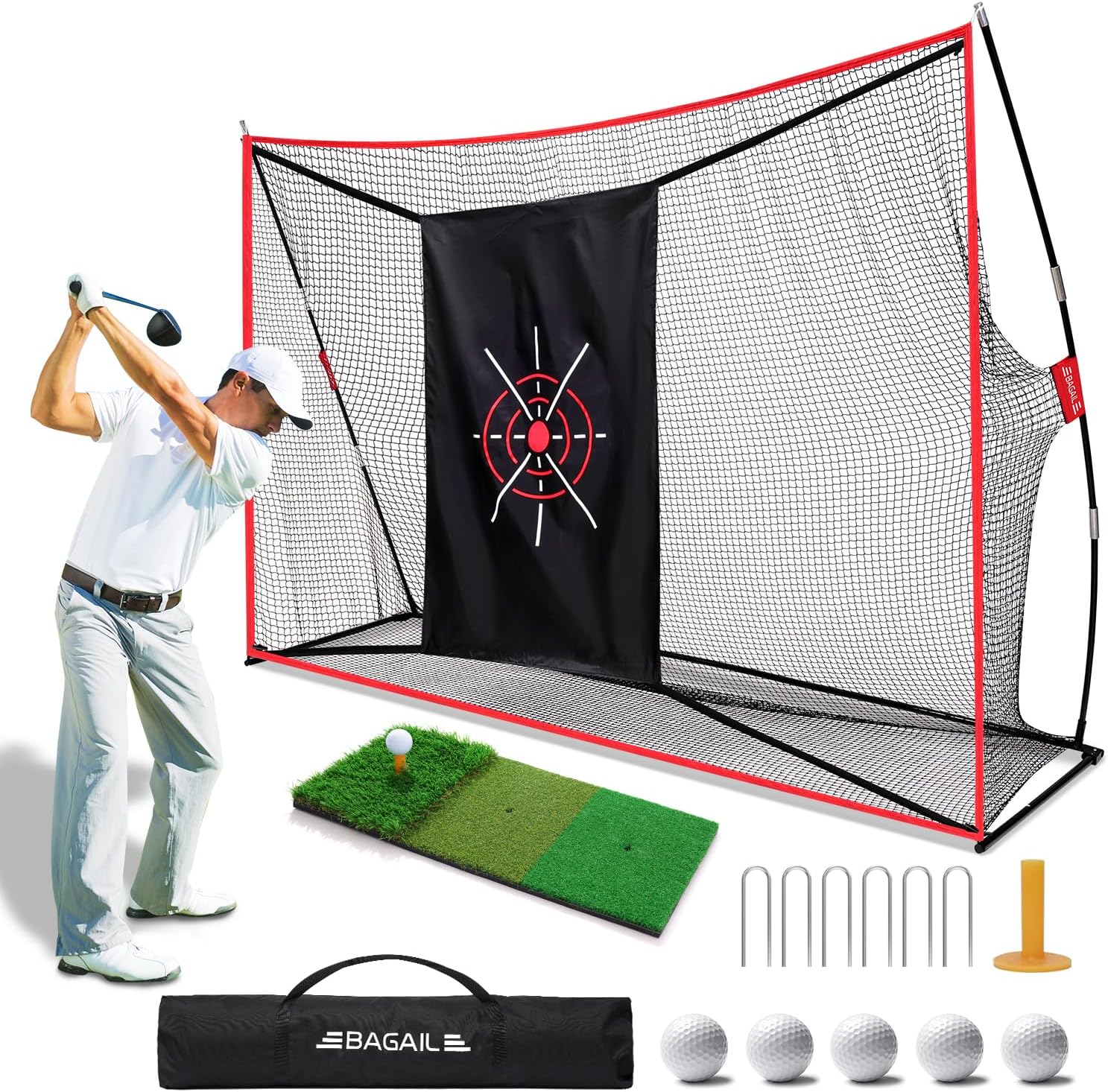 Bagail 10x7 ft Portable Golf Practice Net - Improve Your Game Anywhere!