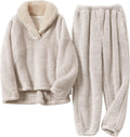 Women Fuzzy Fleece Pajama Set - Fluffy Winter Sleepwear