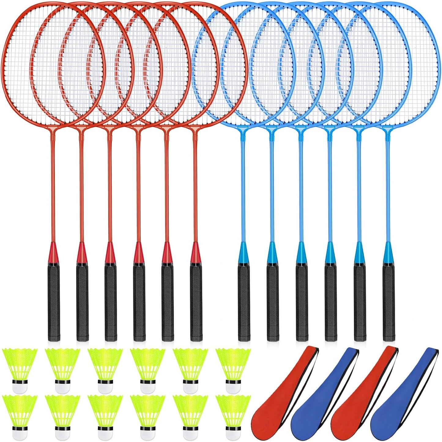 12 Pack Badminton Rackets Set for Outdoor Games and Beginners