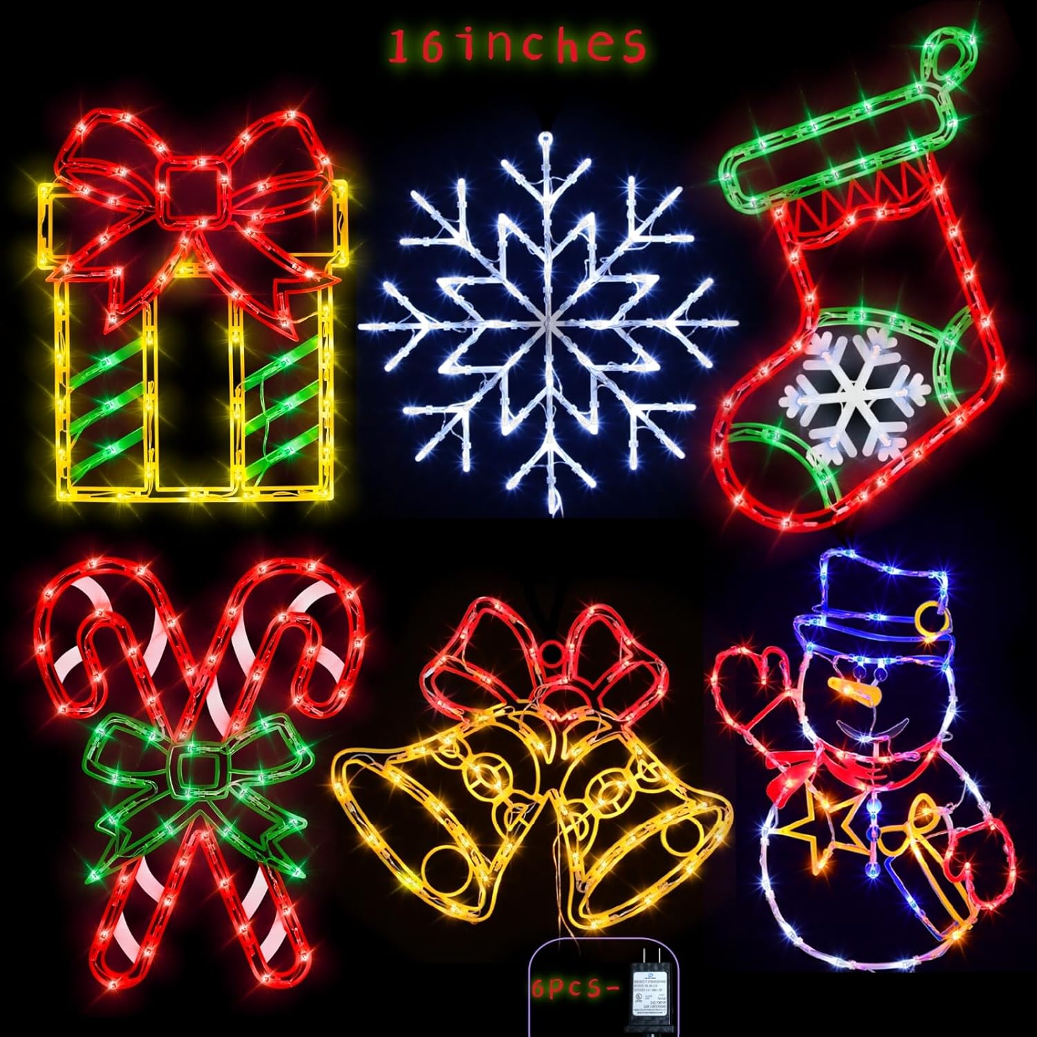 16 Inch Christmas Window Silhouette Lights for Festive Decor