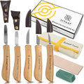 Deluxe 5pc Wood Carving Kit with Razor-Sharp Knives for Crafts