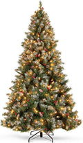 Pre-Lit 12ft Frosted Pine Christmas Tree for Holiday Cheer