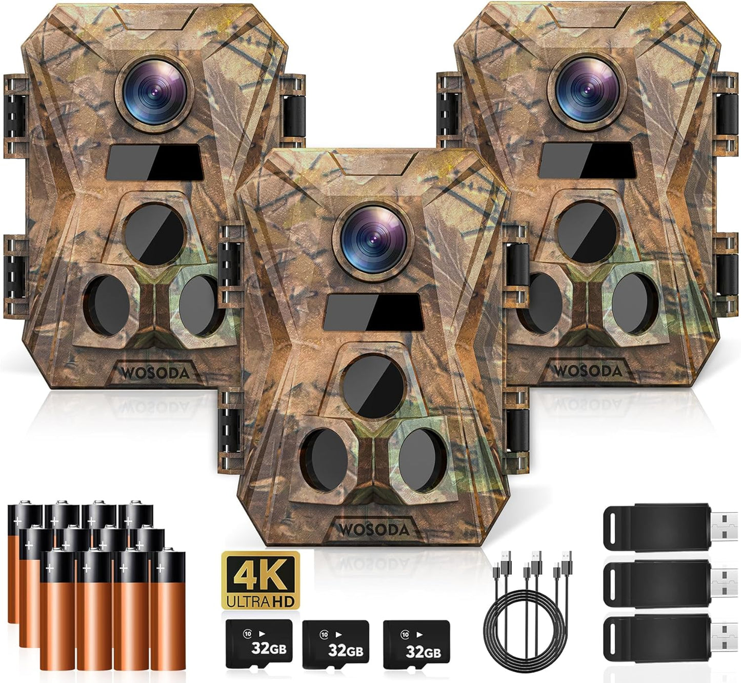WOSODA 3 Pack Mini Trail Cameras - 4K 48MP Night Vision!