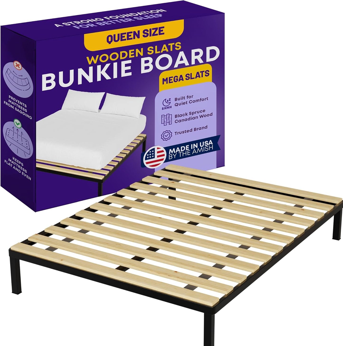 1-Inch Extra Heavy Duty Horizontal Wooden Bunkie Board Slats
