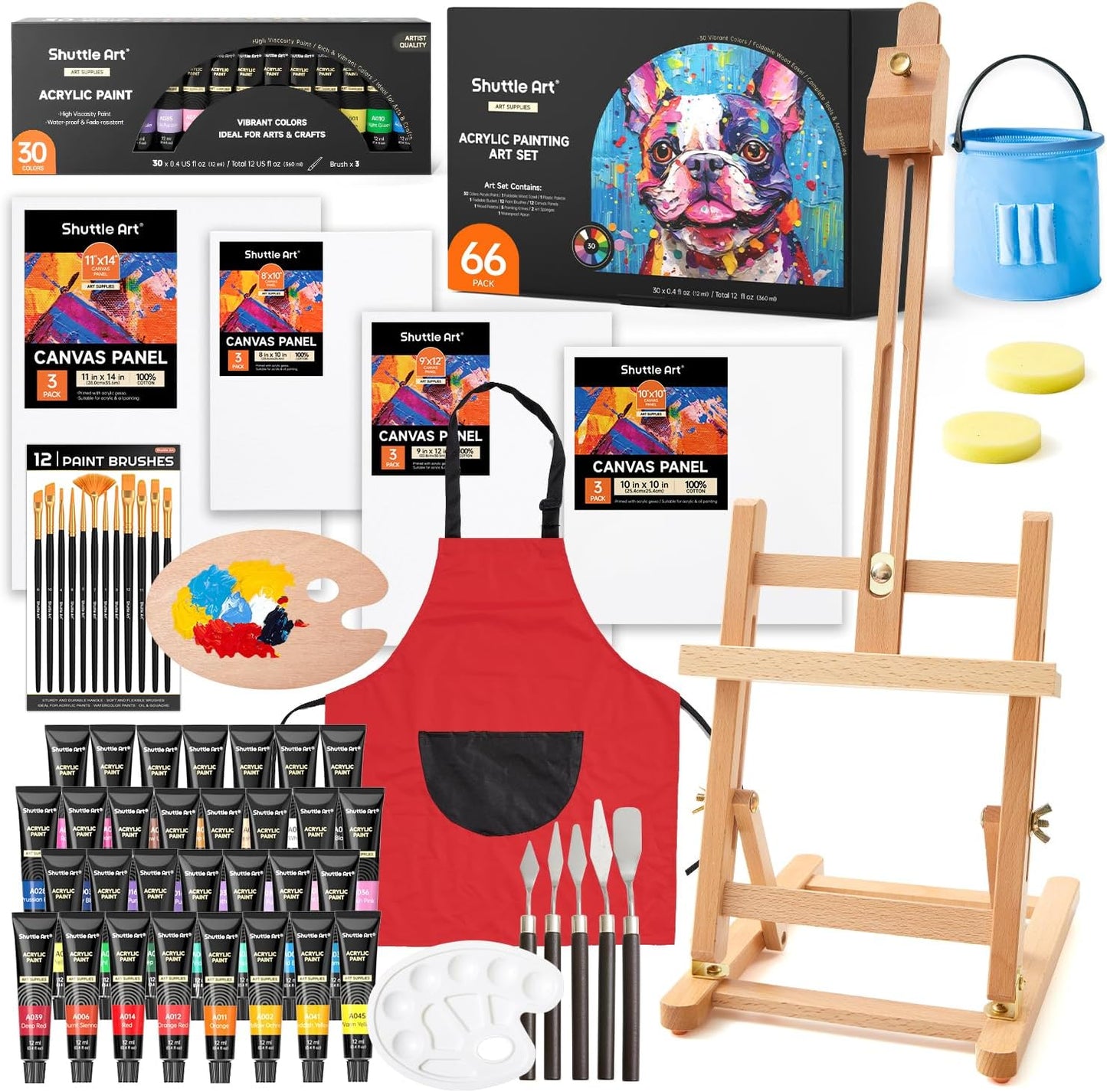 66 Pack Acrylic Paint Set for Beginners and Professionals