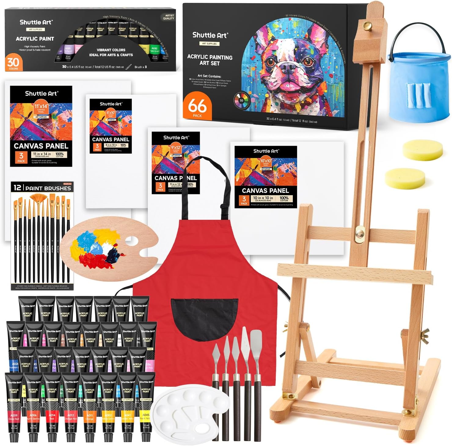 66 Pack Acrylic Paint Set for Beginners and Professionals