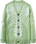 SHENHE Men's Skeleton Pattern Cardigan Sweater - Chic Lightweight Knit
