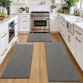 SHACOS Kitchen Rug Set of 3 Waves Grey - Non Slip, Washable