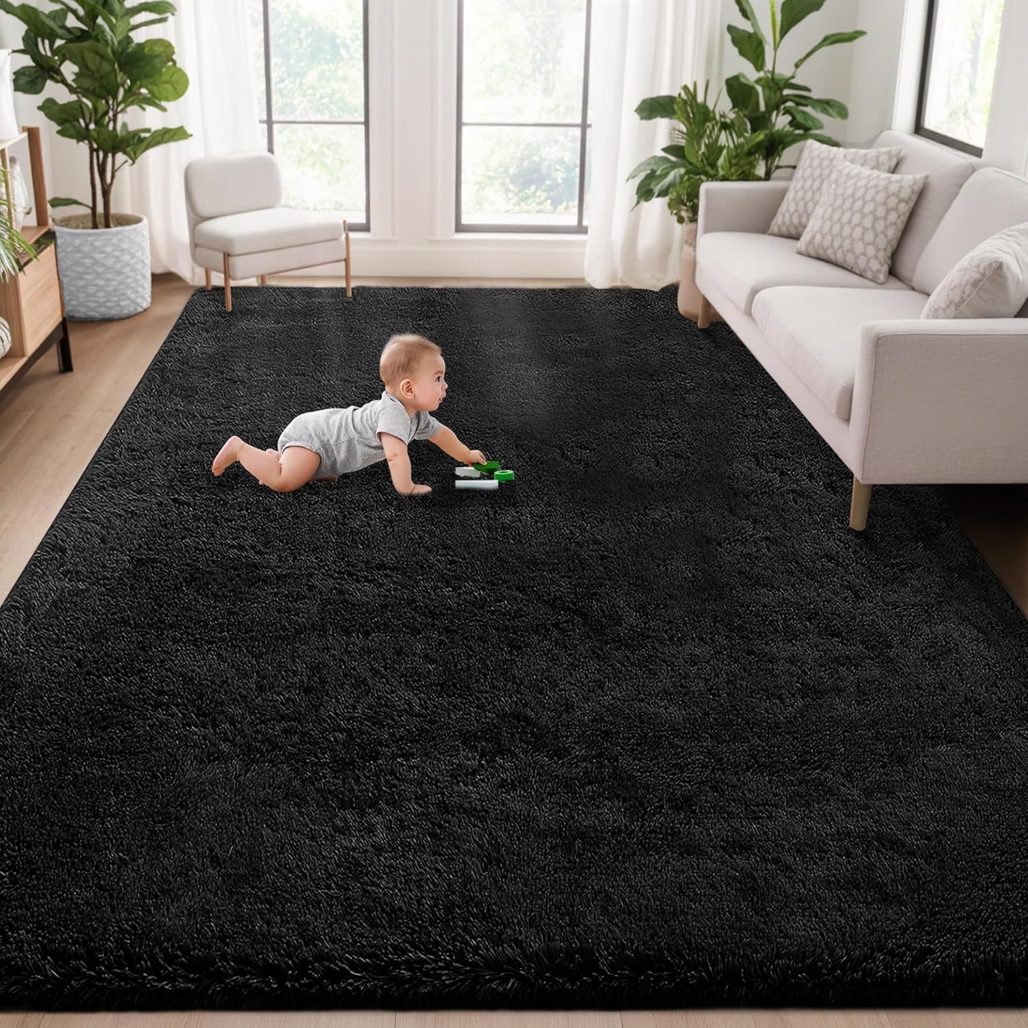 5x8 Area Rug for Living Room: Fluffy Shag Soft Washable Rug