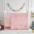 Pink Crib Bedding Set with Tufted Dots for Baby Girls