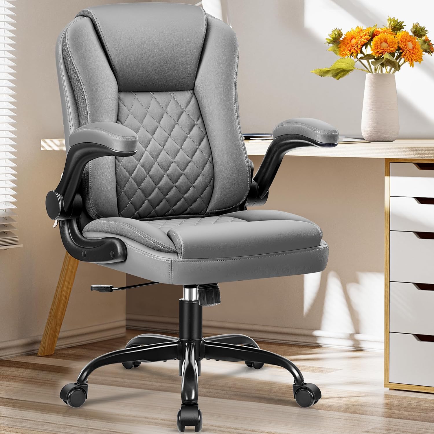 Executive Leather Office Chair with Lumbar Support - Brick Attic