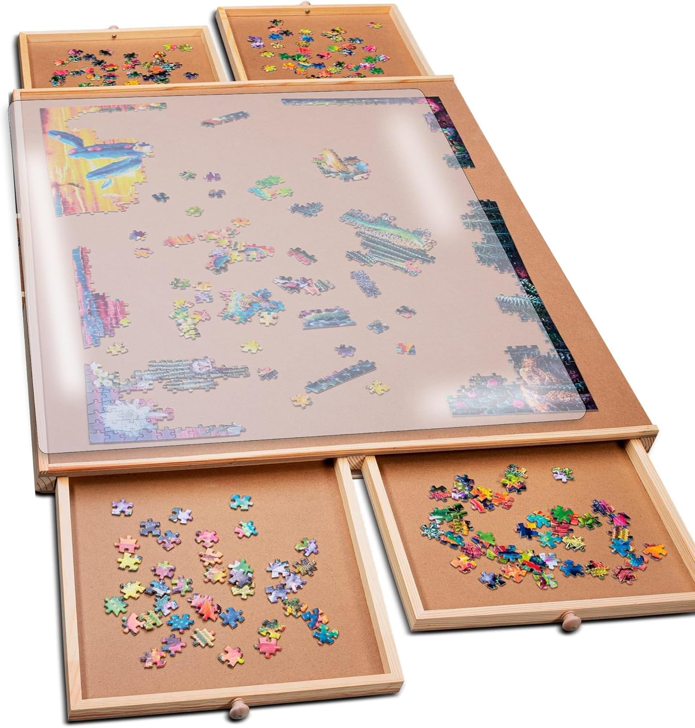 PlayVibe 1000 Piece Puzzle Board with Drawers for Easy Assembly