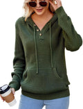 VIMPUNEC 2025 Fall Womens Oversized V Neck Knit Hoodie (Style XPD5)