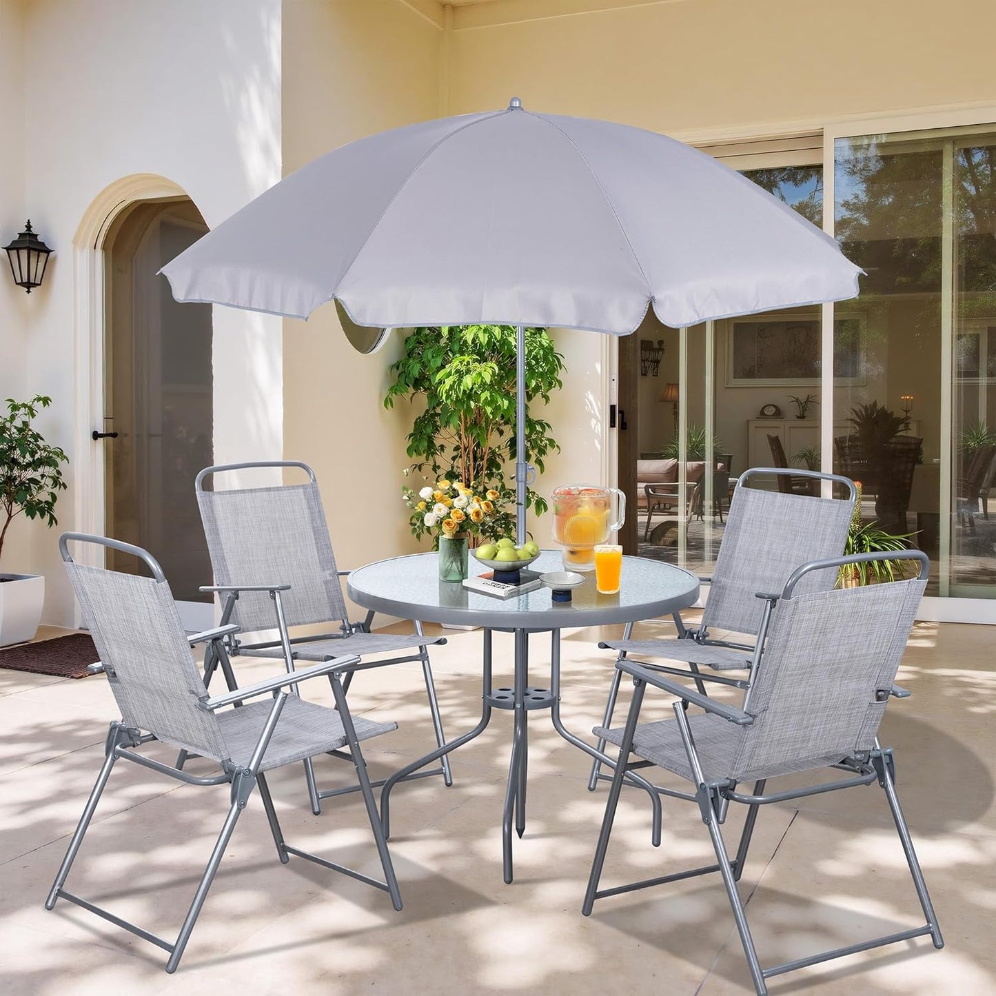 Vongrasig 6 Pieces Folding Patio Dining Set for Outdoor Use