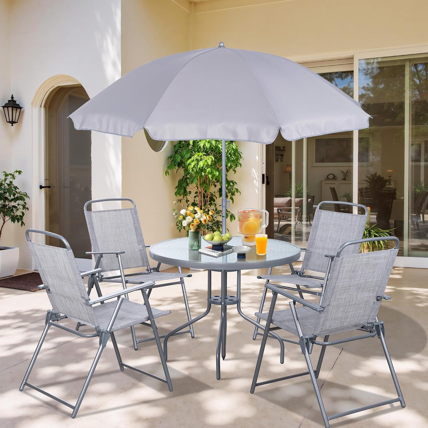 Vongrasig 6 Pieces Folding Patio Dining Set for Outdoor Use