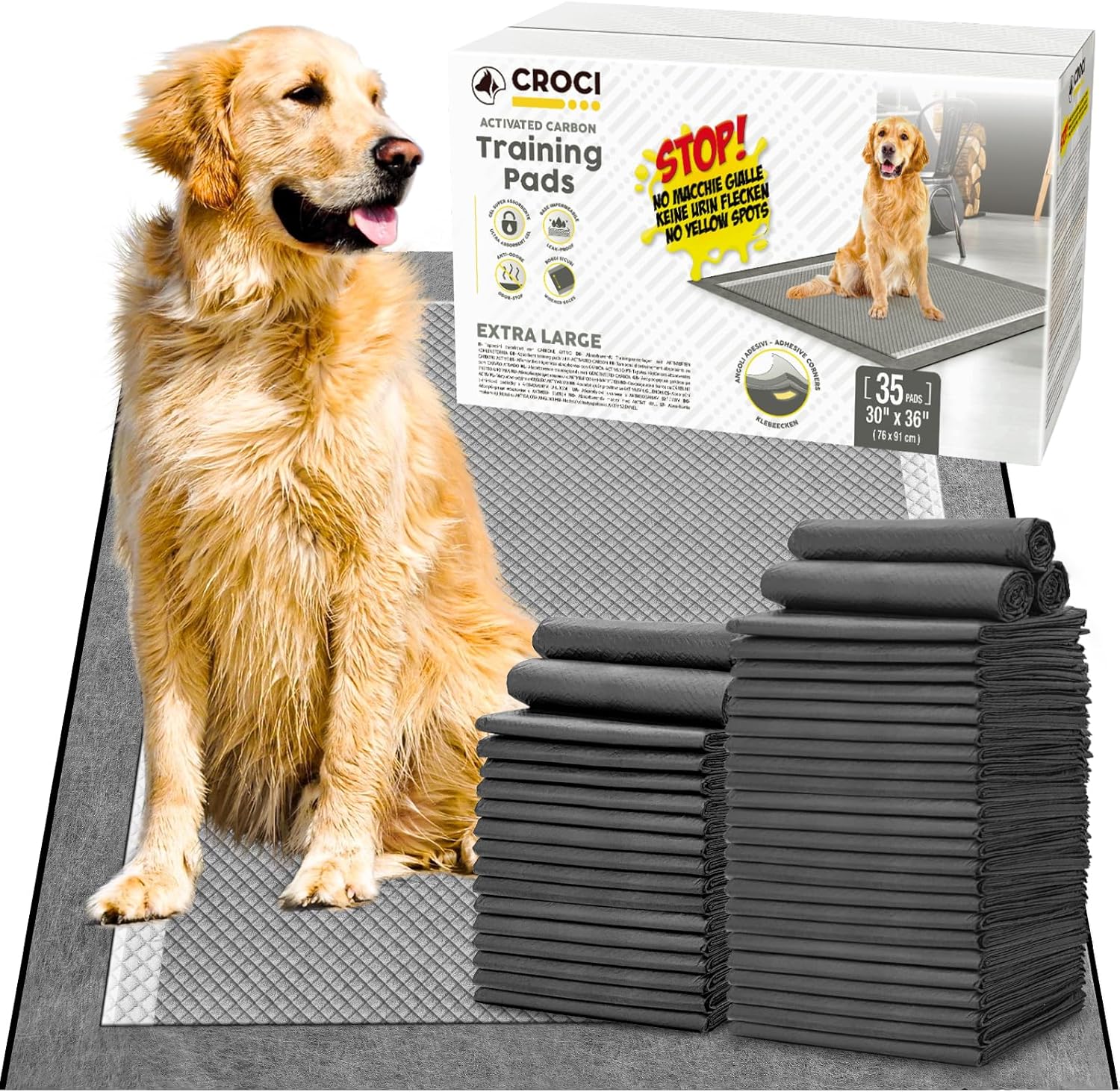 CROCI Pee Pads for Dogs XXL 30x36in with Odor Control Features