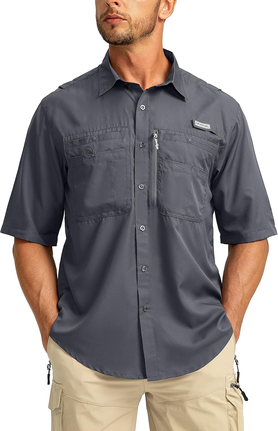 Men's Fishing Shirts with Zipper Pockets for Outdoor Activities