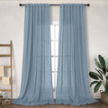 Gray Blue Curtains 84 Inch Length for Bedroom and Living Room