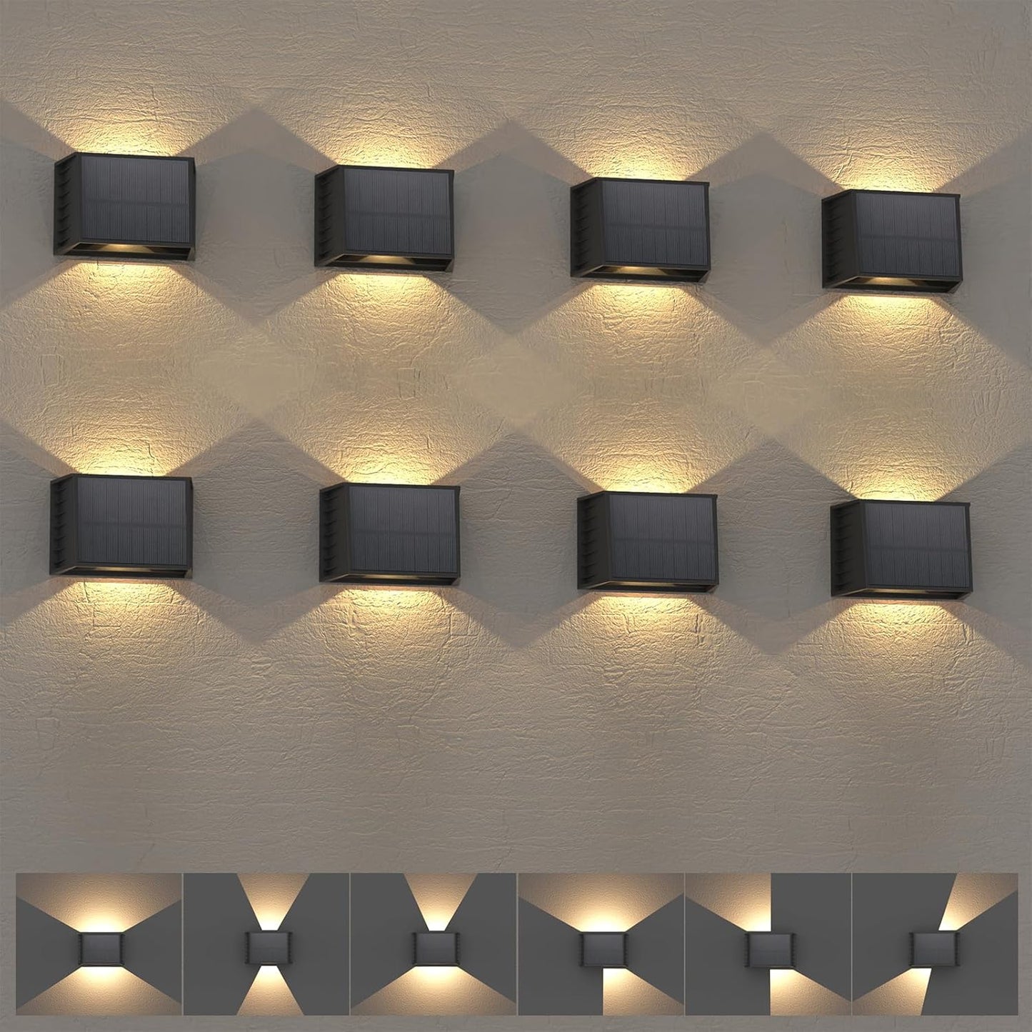 T-SUN Solar Fence Lights Outdoor 8 Pack for Bright Illumination