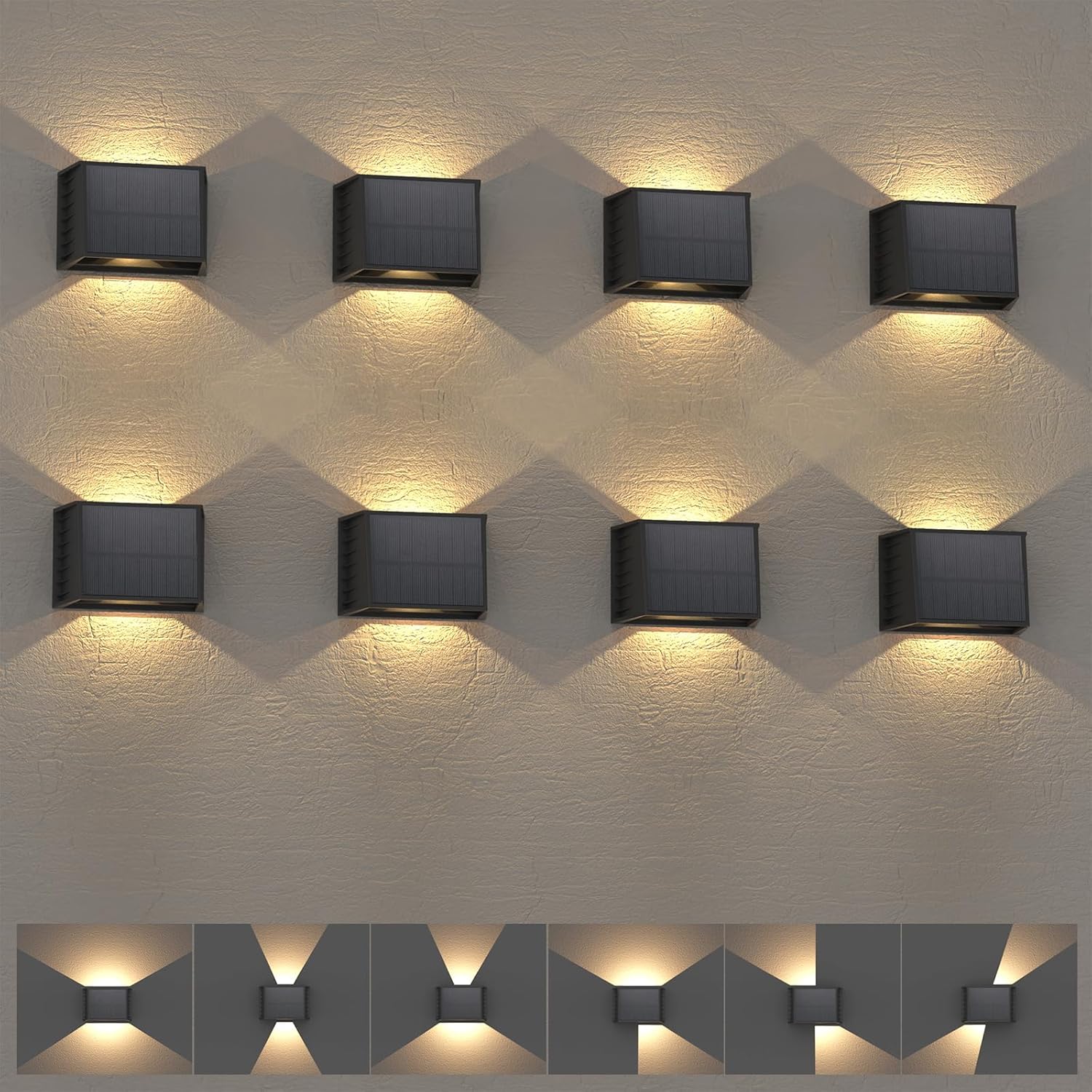 T-SUN Solar Fence Lights Outdoor 8 Pack for Bright Illumination