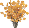 Artificial Eucalyptus Leaves Stems 16 Pack - Warm Orange Fall Decor