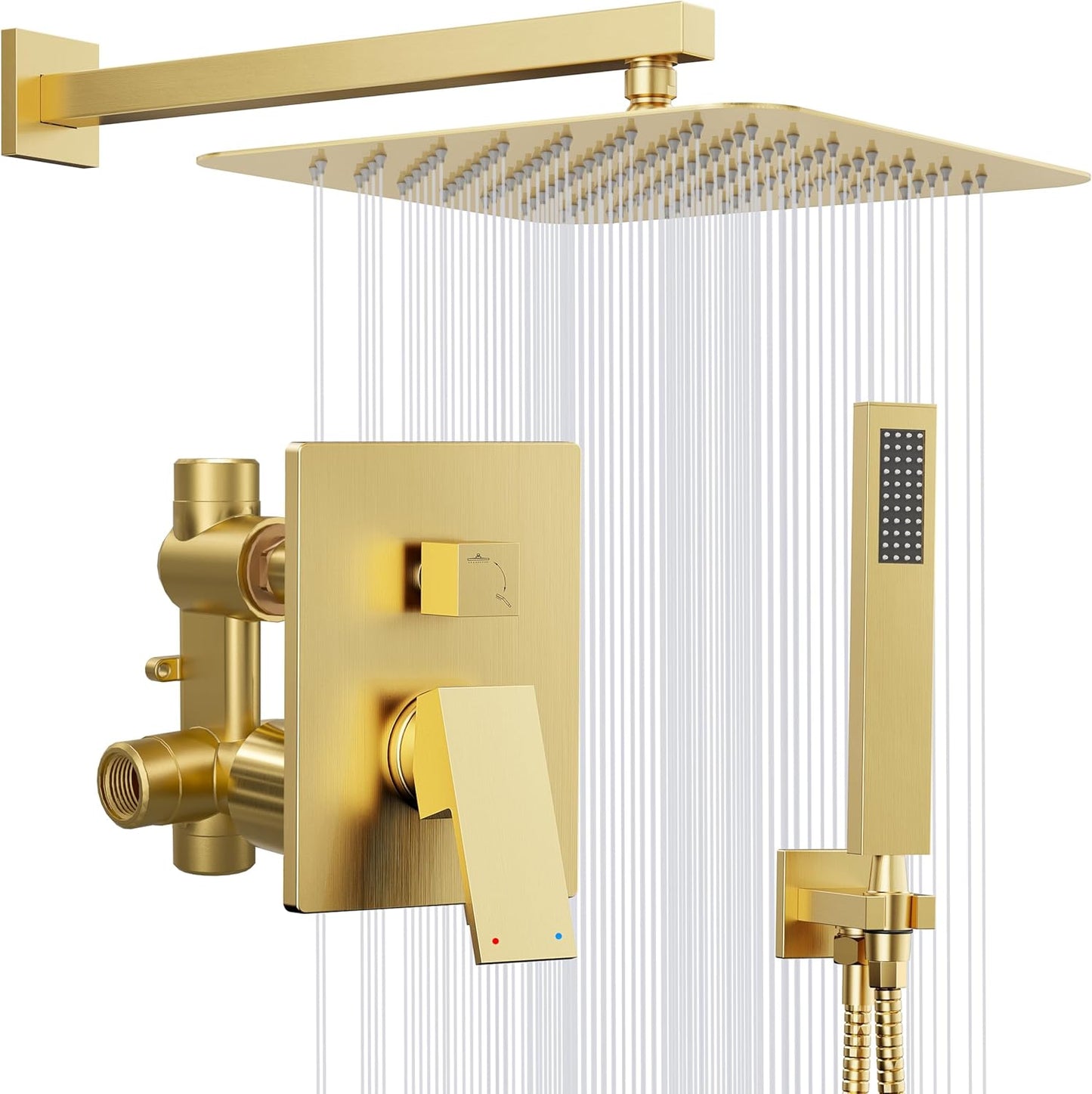 Gold Shower System with 10ft' Rainfall Head and Handheld Combo