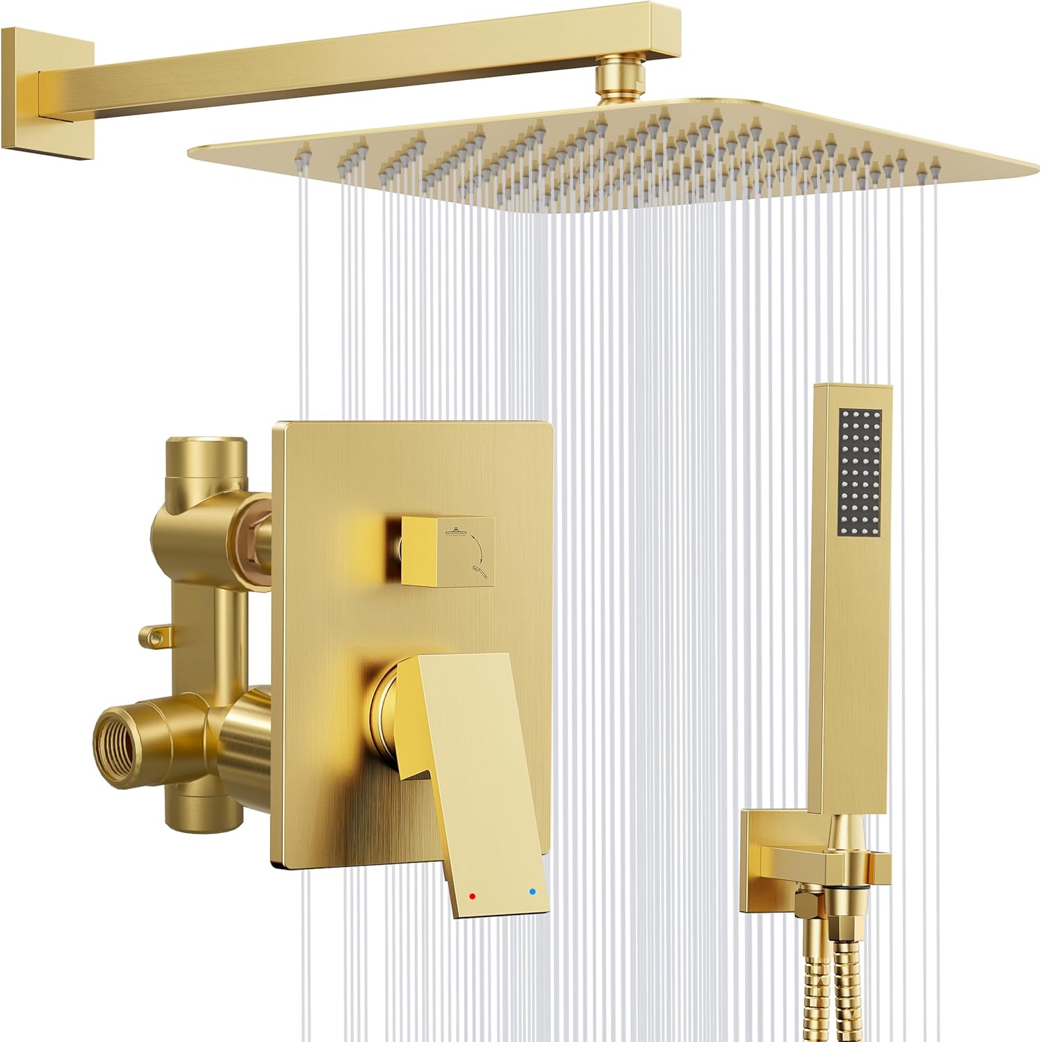 Gold Shower System with 10ft' Rainfall Head and Handheld Combo