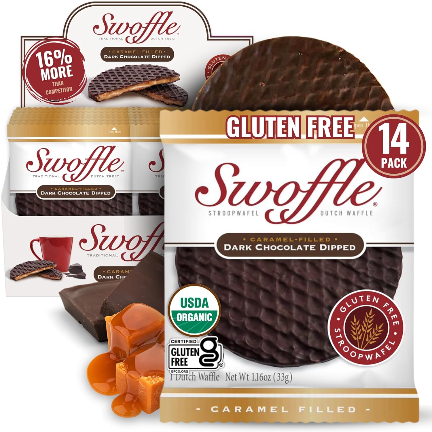 Chocolate Dipped Stroopwafels - Organic, Gluten Free Treats