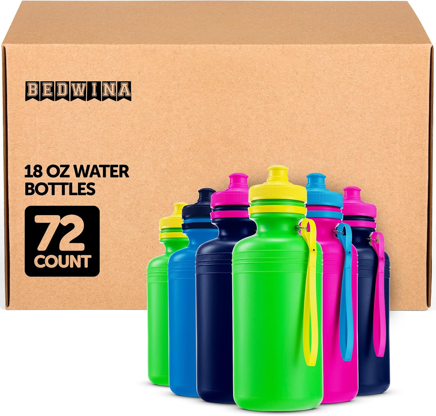 Bulk Water Bottles for Kids - 72 Pack of 18 Oz BPA-Free