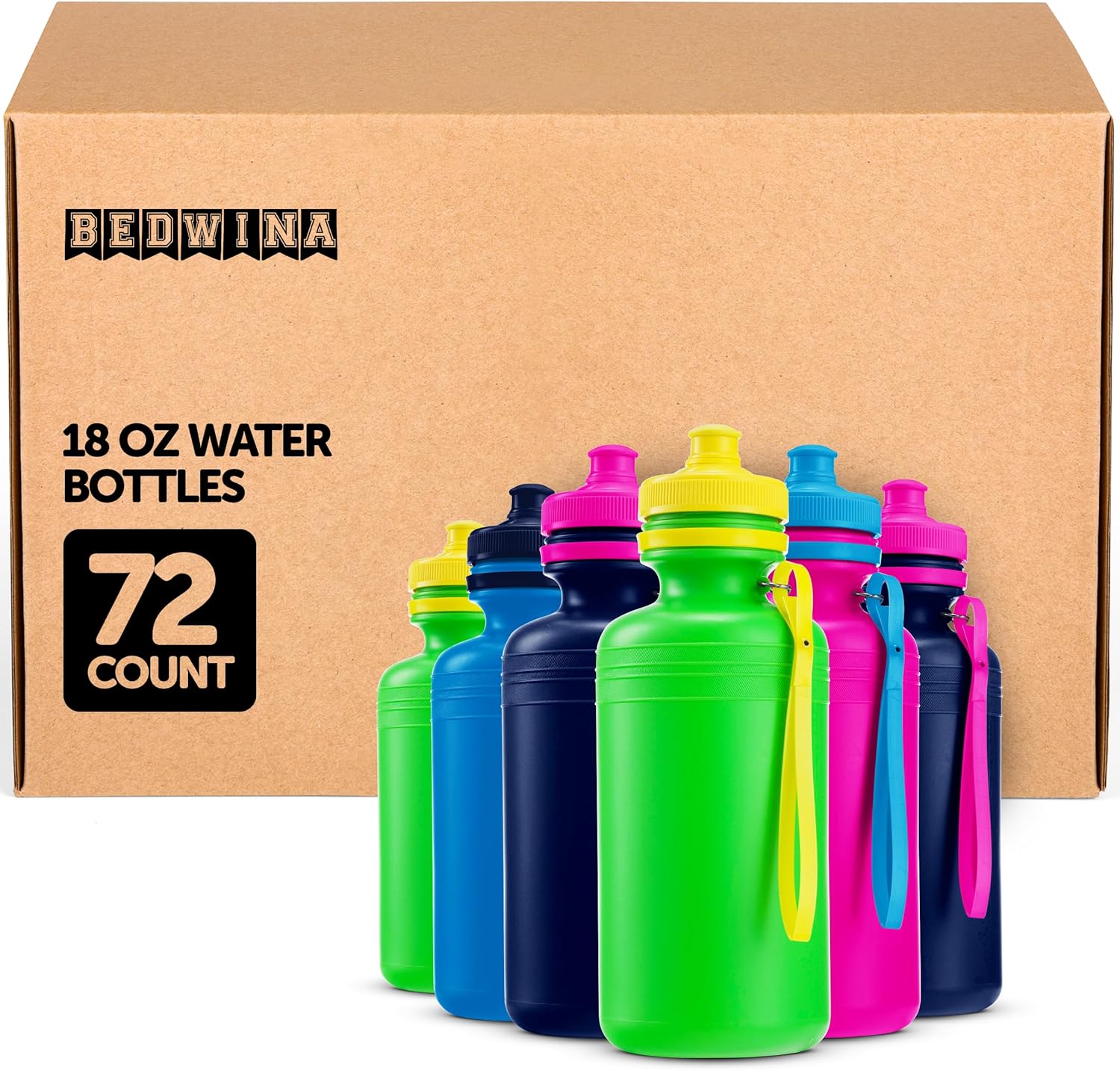 Bulk Water Bottles for Kids - 72 Pack of 18 Oz BPA-Free