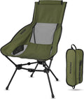 Highback Green Folding Camping Chair - Stable Lightweight 330 lb