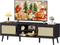 Stylish TV Stand for 65 Inch TV with Rattan Console Design