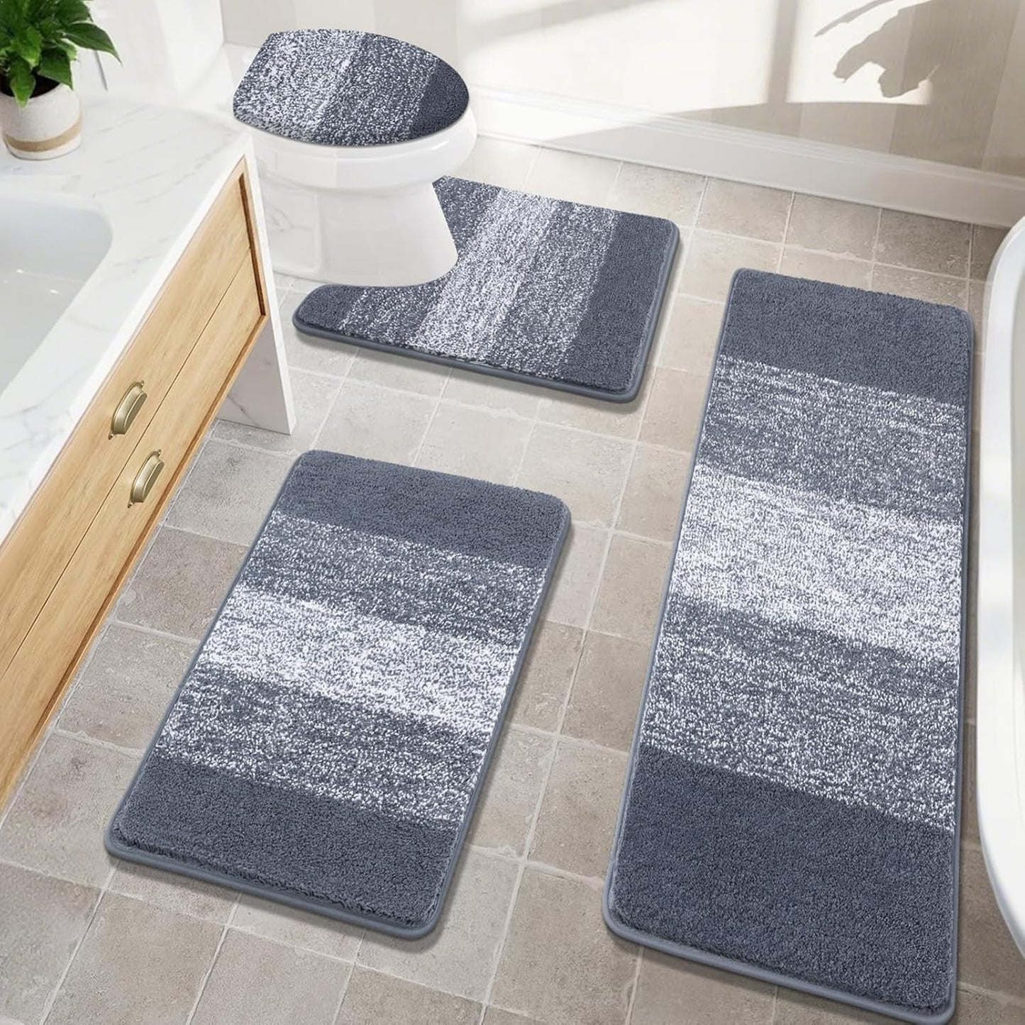 Ultra Soft 4 Piece Bathroom Rug Set for Luxurious Comfort