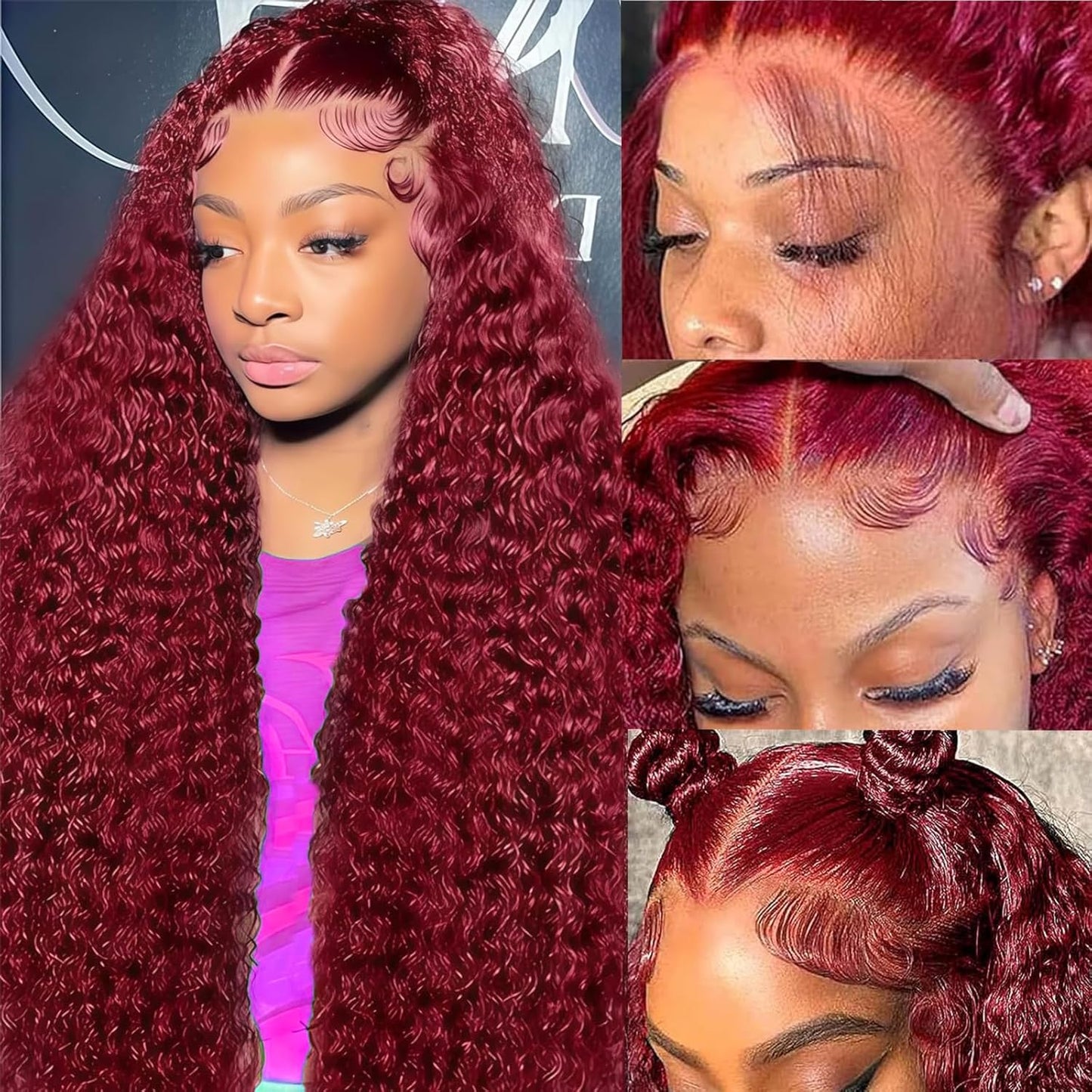 26 Inch 99j Burgundy Lace Front Wigs for Stunning Style