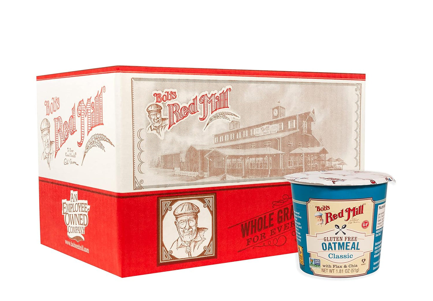 Bob's Red Mill GF Oatmeal Cup, Classic, Quick Breakfast Option