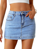 Denim Skirt Women Casual High Waisted Mini Skort - Slim Fit