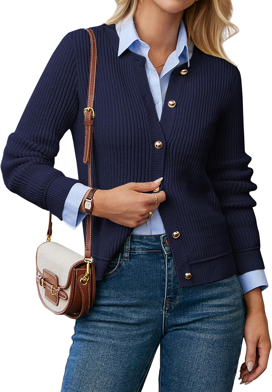 Knit Cardigan Sweaters for Women Long Sleeve Ribbed Style