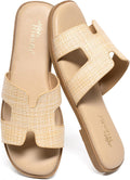 Microfiber Leather H Band Slide Sandals - Comfortable Memory Foam