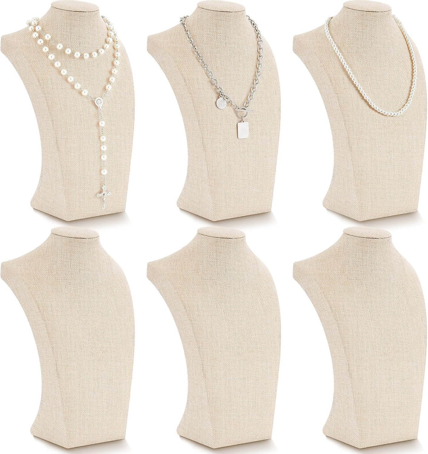 Kigley 6 Pcs Linen Necklace Display Bust for Jewelry Selling